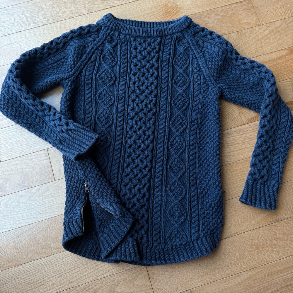 L.L. Bean Dark Blue Cable Knit Sweater